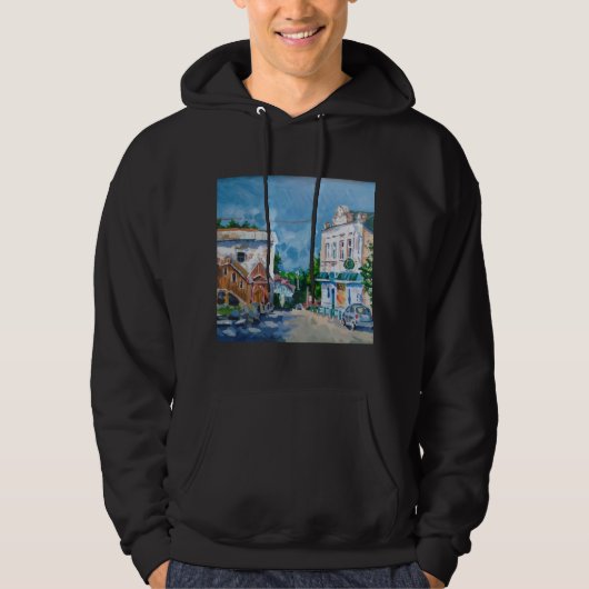 印象派の太陽の街並みTシャツ | ヨーロッパ風 パーカ (正面)