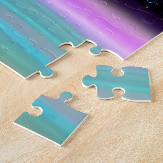 印象派の宇宙ターコイズと紫の宇宙 ジグソーパズル (側面)