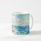印象派の崖海岸とカモメ - 海の芸術 コーヒーマグカップ (正面右)