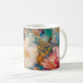 印象派の抽象的な花の油絵 コーヒーマグカップ (正面右)