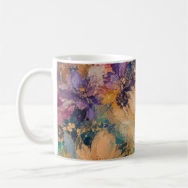 印象派の抽象的な花の油絵 コーヒーマグカップ