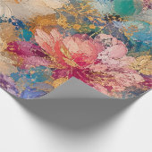 印象派の抽象的な花の油絵 ラッピングペーパー (角)