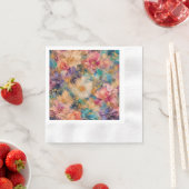 印象派の抽象的な花の油絵 縁ありカクテルナプキン (インサイチュ)