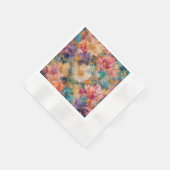 印象派の抽象的な花の油絵 縁ありカクテルナプキン (角)