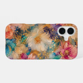 印象派の抽象的な花の油絵 iPhone 16ケース (裏面横)
