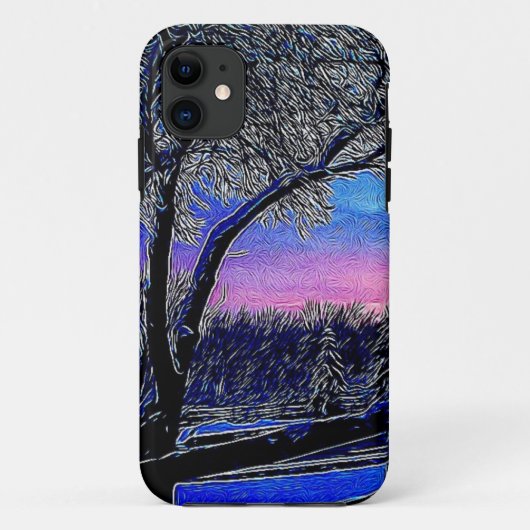 印象派の日の出の風景冬の木 Case-Mate iPhoneケース (裏面)