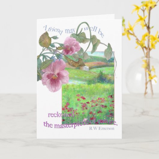 印象派の景色の友情の挨拶 カード (黄色い花)