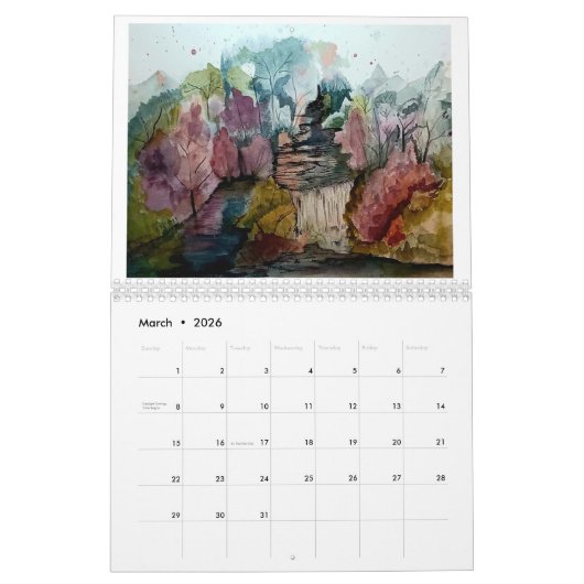 印象派の水彩風景2026カレンダー カレンダー (3月 2026)