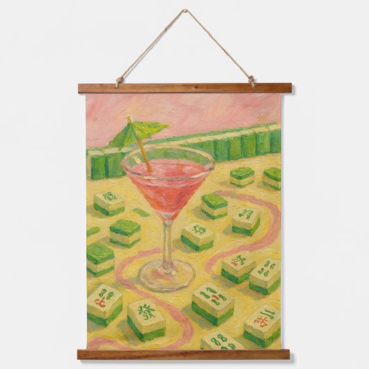 印象派の油絵が描く麻雀チックカクテル 吊り下げ型タペストリー (正面)