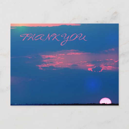 印象派の海からの夕日 サンキュー ポストカード (正面)