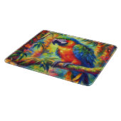 印象派の熱帯産オウムのバードブルーグリーン カッティングボード (角)