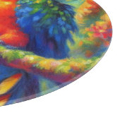 印象派の熱帯産オウムのバードブルーグリーン カッティングボード (角)