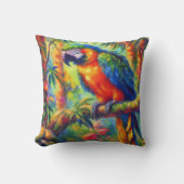 印象派の熱帯産オウムのバードブルーグリーン クッション (正面)