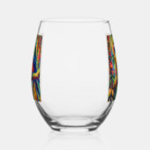 印象派の熱帯産オウムのバードブルーグリーン ステムなしワイングラス (右)