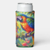 印象派の熱帯産オウムのバードブルーグリーン スリム缶クーラー (Seltzer正面)