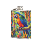 印象派の熱帯産オウムのバードブルーグリーン フラスク (左)
