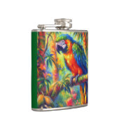 印象派の熱帯産オウムのバードブルーグリーン フラスク (右)