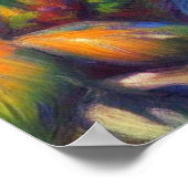 印象派の熱帯産オウムのバードブルーグリーン ポスター (角)