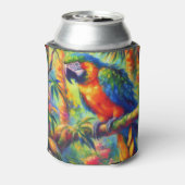 印象派の熱帯産オウムのバードブルーグリーン 缶クーラー (缶裏面)