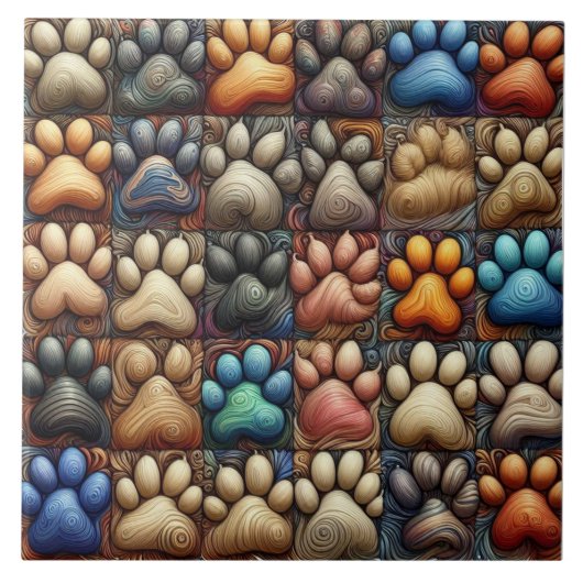 印象派の犬の犬の足は情熱で印刷 タイル (正面)