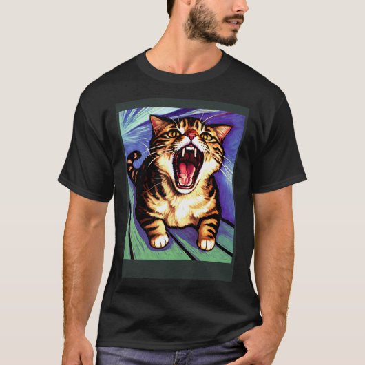 印象派の猫の叫び印象主義の猫 Tシャツ (正面)