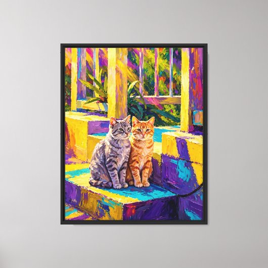 印象派の猫の日向ぼっこ キャンバスアート (正面)
