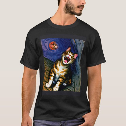 印象派の猫の絶叫 印象主義 ネコ Tシャツ (正面)