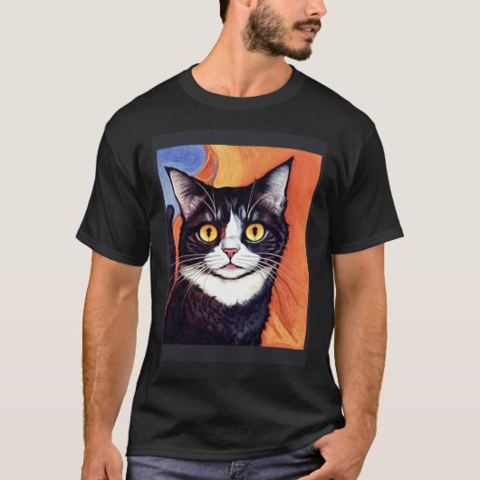 印象派の猫の絶叫 印象主義 ネコ Tシャツ (正面)