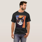 印象派の猫の絶叫 印象主義 ネコ Tシャツ (正面フル)