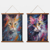 印象派の猫の視線 吊り下げ型タペストリー (ダブル)