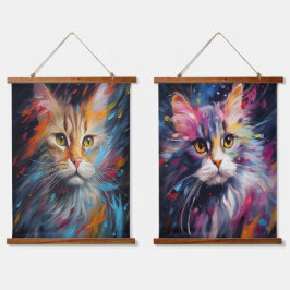 印象派の猫の視線 吊り下げ型タペストリー