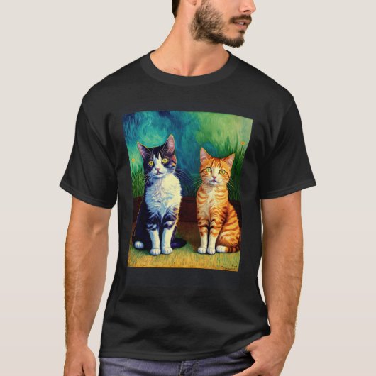 印象派の猫 印象主義 猫の絵画 カ Tシャツ (正面)