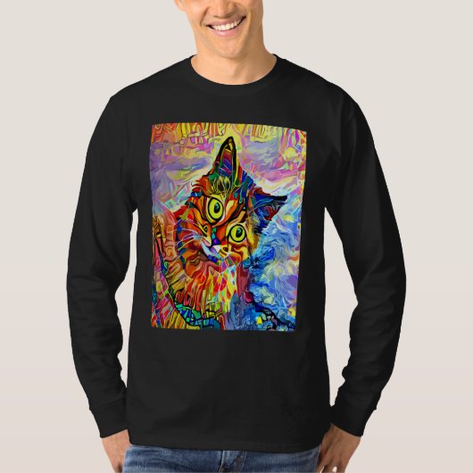 印象派の猫 子猫 かわいい猫 猫好きなママ 猫好きなパパ Tシャツ (正面)