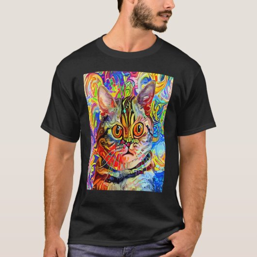 印象派の猫 子猫 僕は猫だ 母さん 父さん Tシャツ (正面)