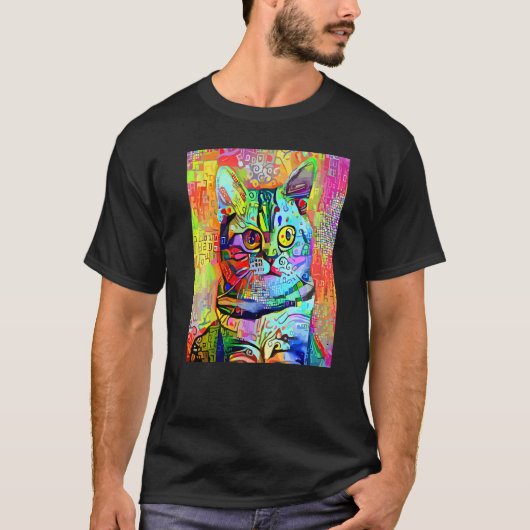 印象派の猫 子猫 僕は猫です 母さん 父さん Tシャツ (正面)