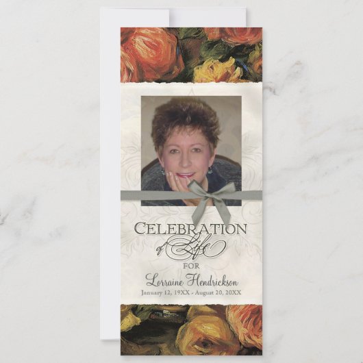 印象派の珊瑚の黄色バラ2生命お祝い 招待状 (裏面)