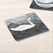 印象派の白鳥 スクエアペーパーコースター (アングル)