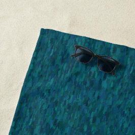 印象派の筆致 ネイビー ティール ブルー ビーチタオル