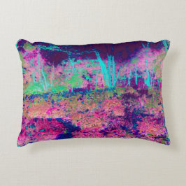 印象派の紫とホットピンクの風景 アクセントクッション