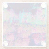 印象派の紫とホットピンクの風景 ガラスコースター (裏面)