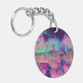 印象派の紫とホットピンクの風景 キーホルダー (正面左)