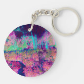 印象派の紫とホットピンクの風景 キーホルダー (裏面)