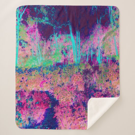 印象派の紫とホットピンクの風景 シェルパブランケット (正面)