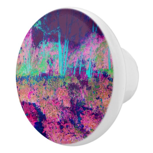 印象派の紫とホットピンクの風景 セラミックノブ (右)