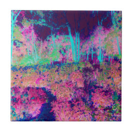 印象派の紫とホットピンクの風景 タイル