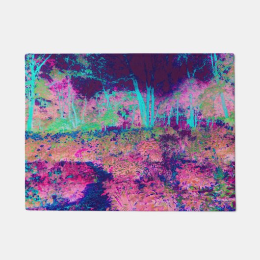 印象派の紫とホットピンクの風景 ドアマット (正面)