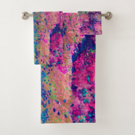 印象派の紫とホットピンクの風景 バスタオルセット