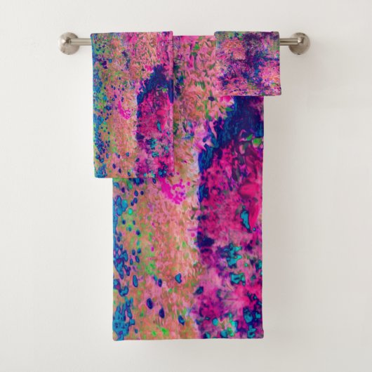 印象派の紫とホットピンクの風景 バスタオルセット (インサイチュ)