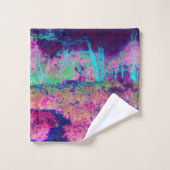 印象派の紫とホットピンクの風景 バスタオルセット (ウォッシュタオル)