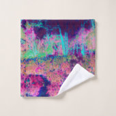 印象派の紫とホットピンクの風景 バスタオルセット (ウォッシュタオル)